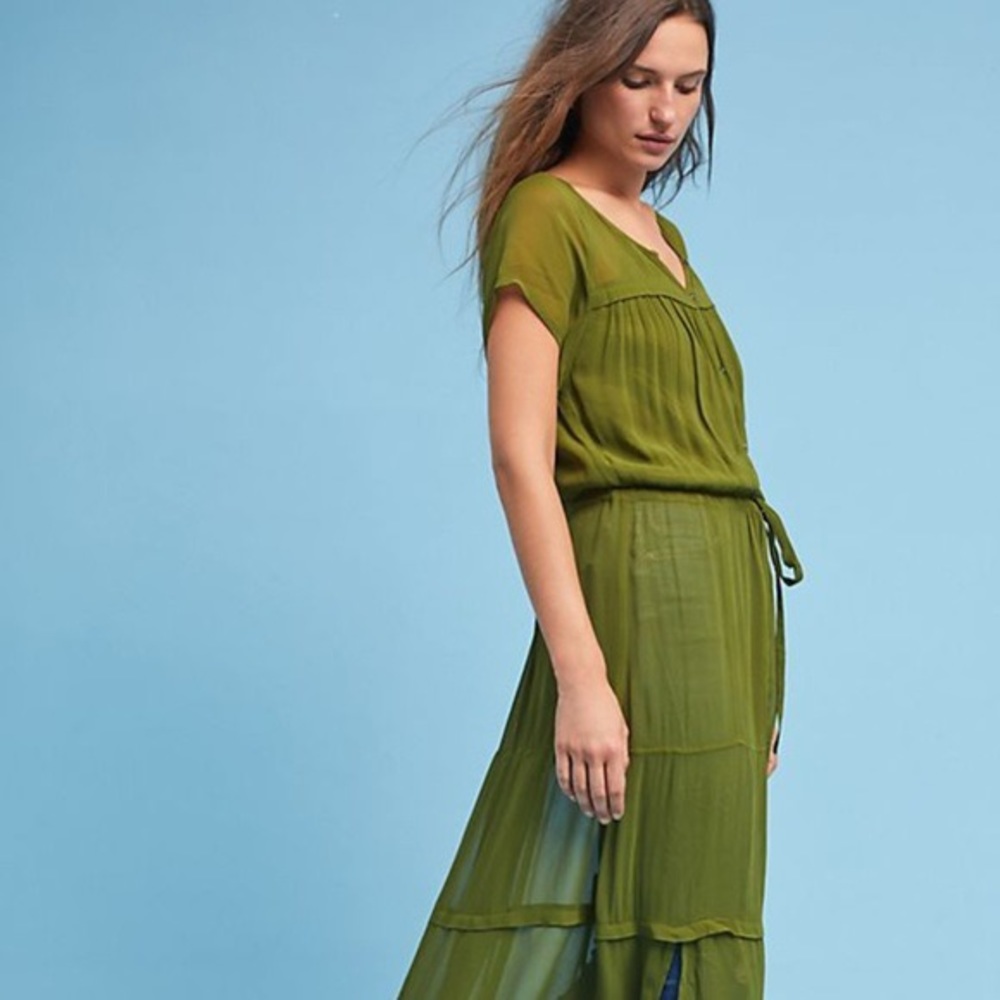 SOLD - NWT Anthropologie Green Sheer Maeve Midori Duster - Picture 1 of 6